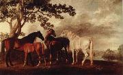 George Stubbs ston och fol i flodlandskap oil on canvas